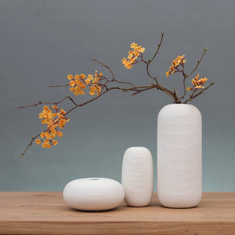 Bộ 3 lọ hoa gốm trắng